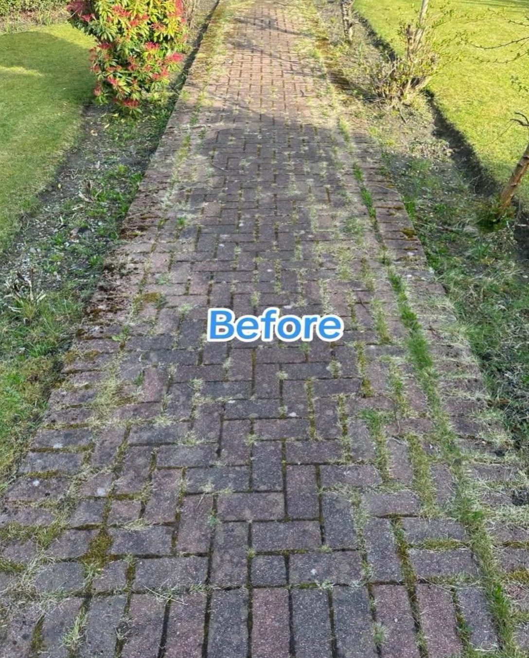 Block paving before cleaning