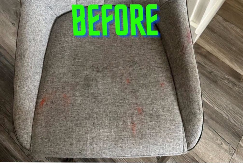 Dining chair before cleaning