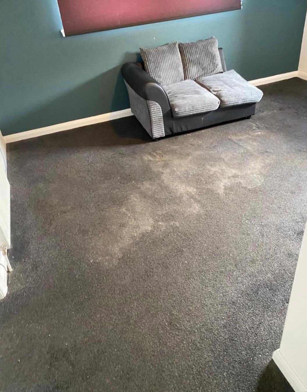 Dark living room carpet before cleaning