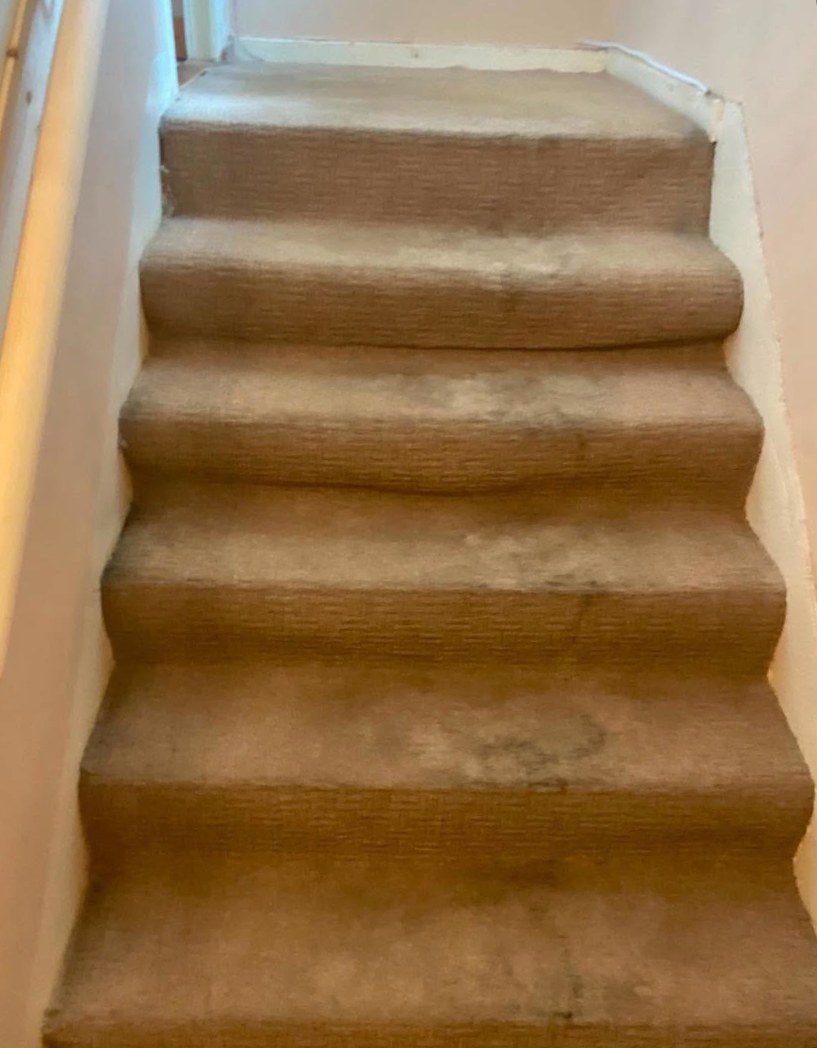 Stair carpet before cleaning